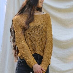 Amber Colored 419 SoHo Pullover by Island Tribe Knits Boho Swim Coverup Sz Large